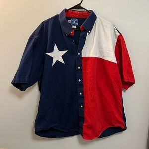 Texas Flag Unisex Short Sleeve Button Down Shirt Size XL
